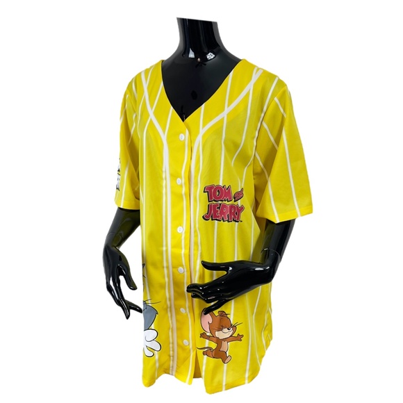 Tom And Jerry Yellow Gold Graphic Baseball Jersey Womens 3X - Picture 4 of 9